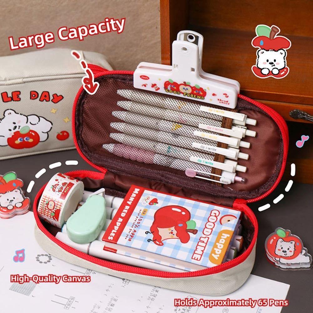 New Canvas Pen Bag Large Capacity Large Opening Design Pencil Case Stationery Bag Back to School