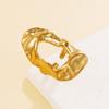 Stainless Steel Hollow Ring Vintage Baroque Geometric Oval Exaggerated Opening Ring Women Men Casual Party Fashion Jewelry Gifts