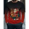 Men's Long-sleeved T-shirt with Christmas Theme Print Santa Claus and Elk Pattern, Everyday Casual and Versatile