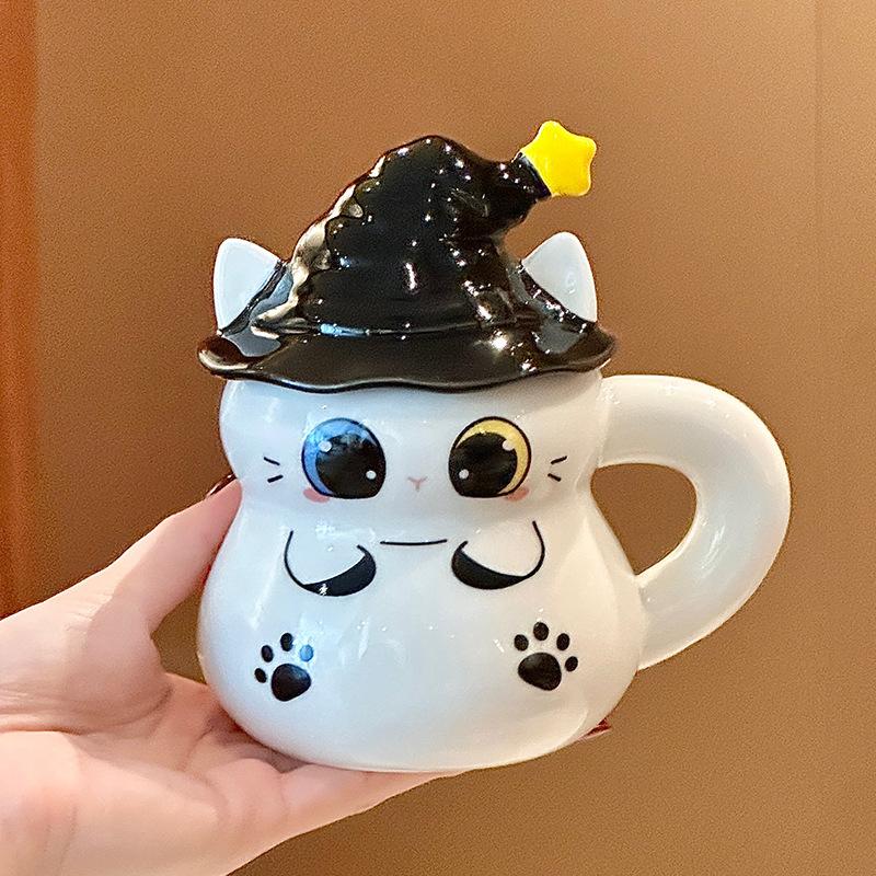 

Волшебная шляпа кот чашка для воды Хэллоуин керамическая кружка с крышкой для подарка на день рождения девочки сувенир подарочная коробка 301-400ml