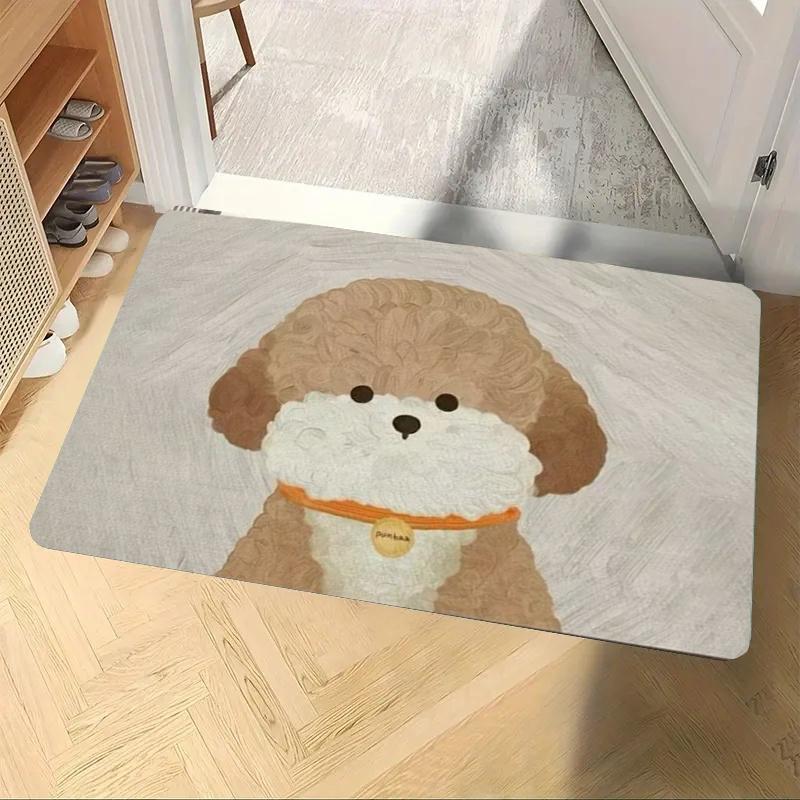 Cute Puppy Carpet AntiSlip Foot Rug Home Decoration Doormat Bedroom Living Room Entrance Door Mat Fashionable and Beautiful