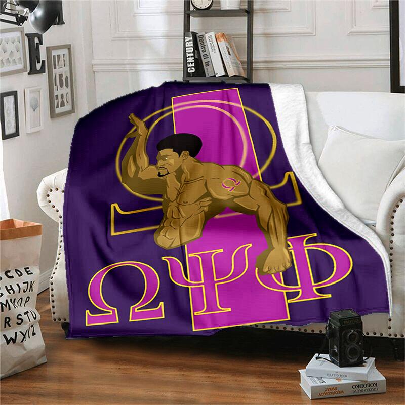 1pc Blanket Omega Psi Phi Print Design, Lightweight Blanket for Sofa, Bed- Soft &Warm, Gift for All Seasons like Christmas, Halloween