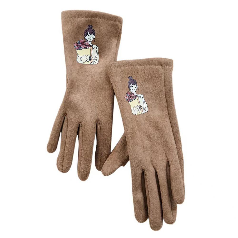 

Милі мультяшні жіночі рукавички Вітрозахисні рукавички для їзди Нова мода Теплі рукавиці Зима хакі