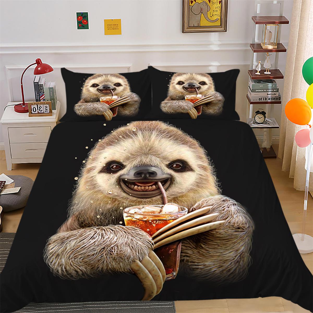 

Одеяло, пододеяльник, комплект постельного белья с изображением кота, енота, птицы, животного, домашний текстиль Single 135x200cm