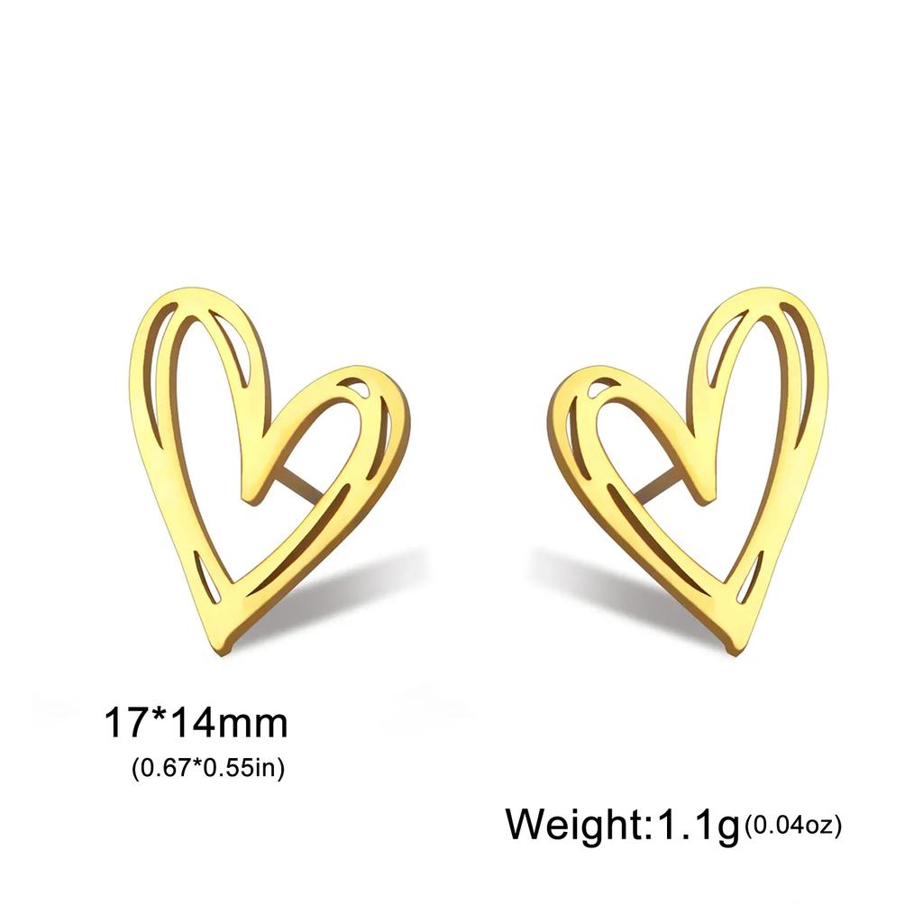 Heart Stud Earrings Women Stainless Steel aros mujer Love Cutout Piercing Earrings Trend 2025 Kpop Jewelry Gift New KTJ