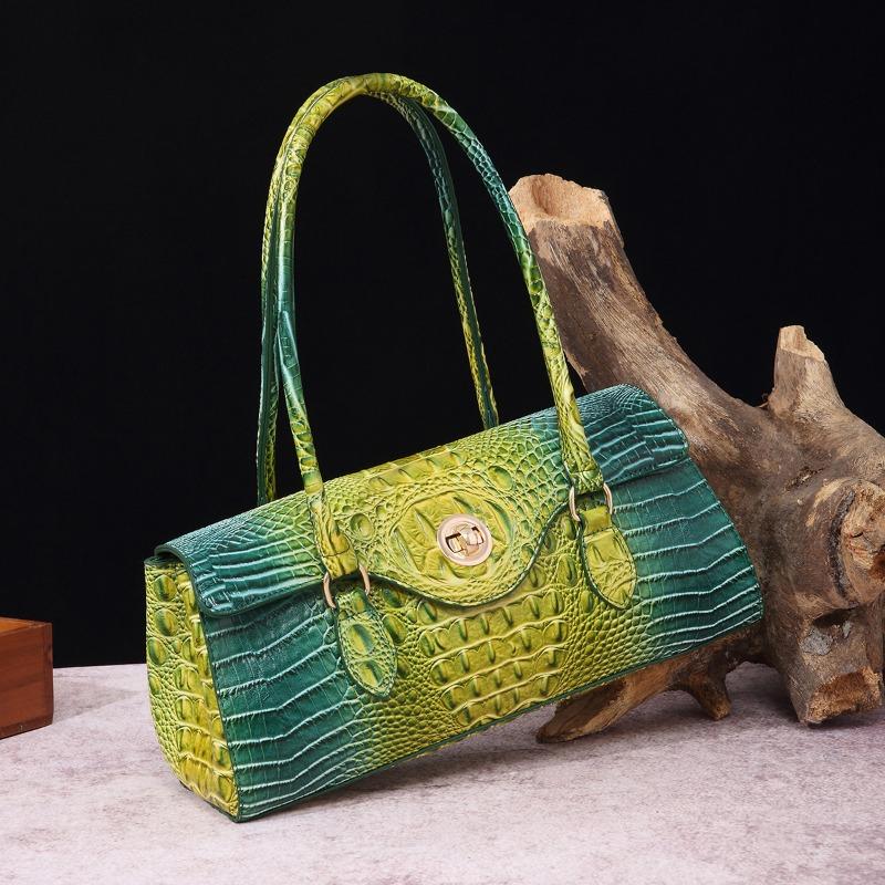 Handbag Shoulder Bag Vintage Tote Bag Underarm Bag Baguette Bag Alligator Print Bag for Women