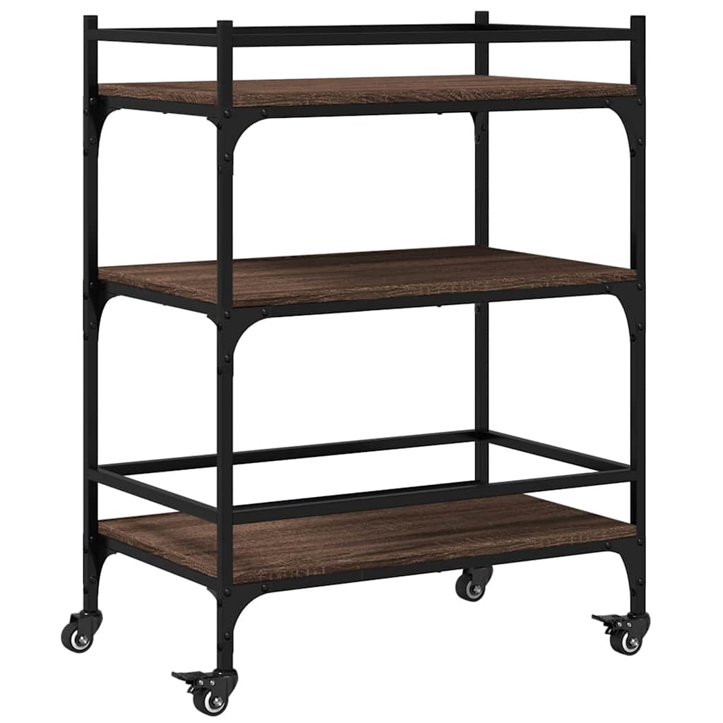 Kitchen Trolley Brown Oak Effect 65 x 40 x 86.5 cm Engineered Wood
