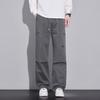 American retro trendy brand splicing tooling casual pants men's trend loose wide-leg straight elastic waist long pants men