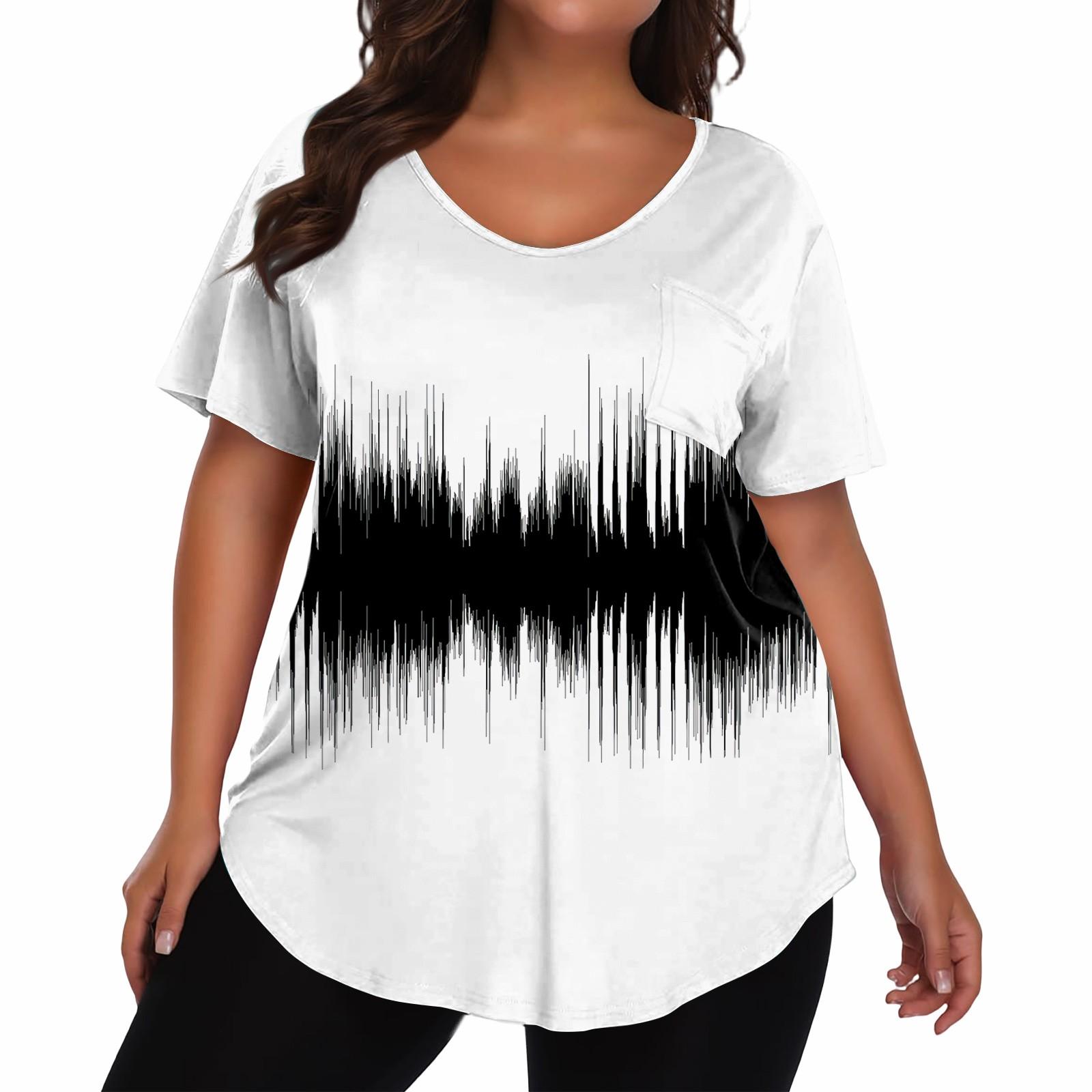 

Женская футболка большого размера, повседневный принт, V-образный вырез, короткий рукав XL