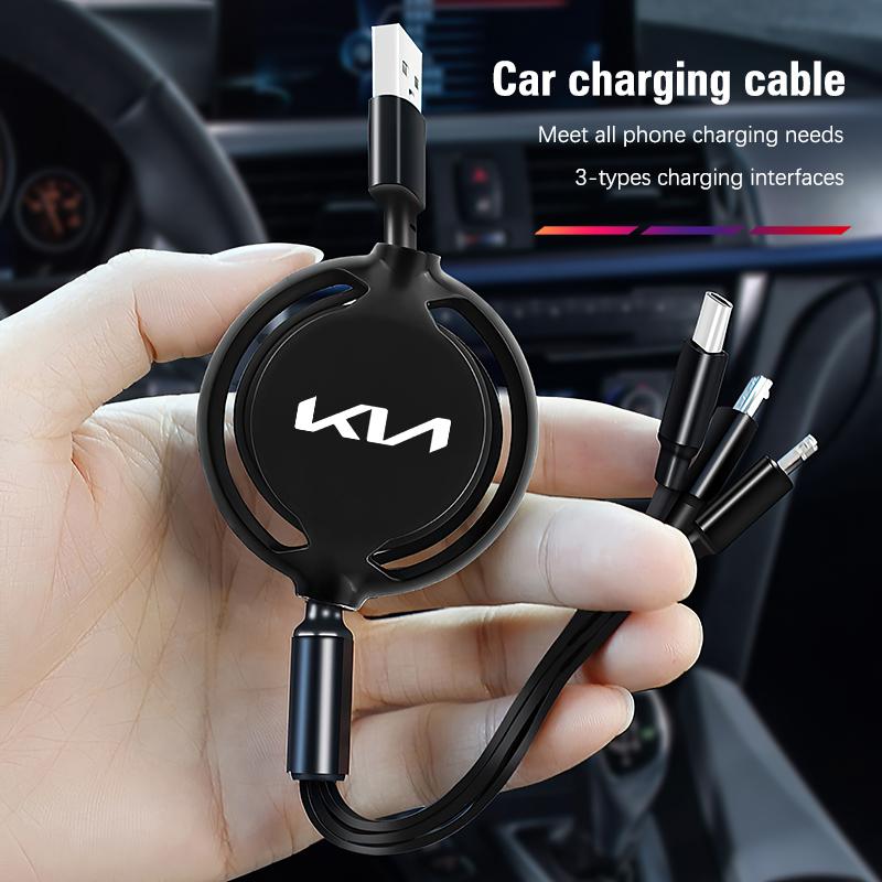 Car Interior Charging Data Cable Scalable 3 In 1 Phone Charger For KIA K3 Sportage Carnival K5 Seltos Pegas KX1 EV5 Sonet EV6 K4