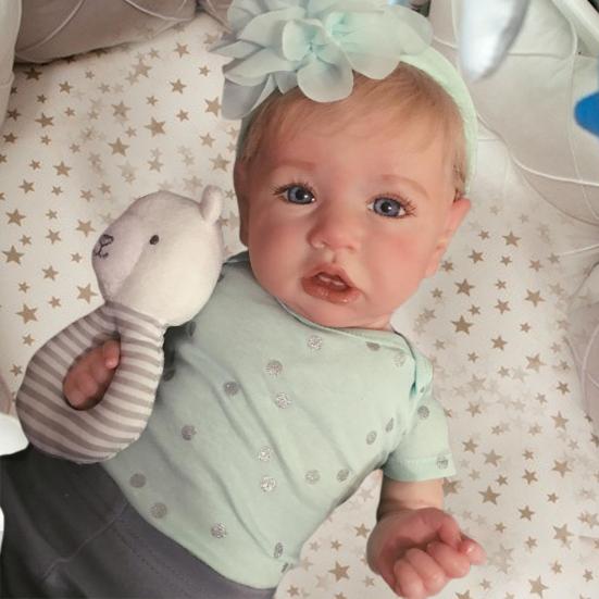 Muñeca Reborn de plástico hecha a mano con pestañas largas y adorables, con ropa, regalo de cumpleaños para niños pequeños