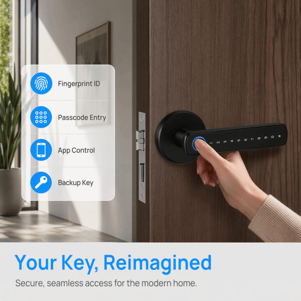 Fernverriegelung Intelligentes Fingerabdruck-Türschloss Bluetooth Biometrisches Türschloss Wohnungsgrundriss