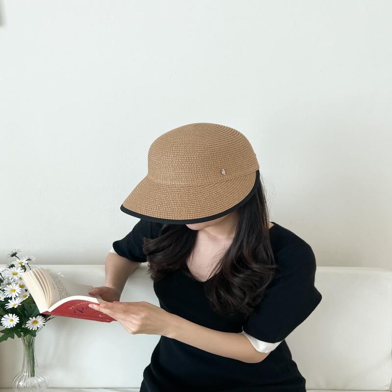 Соломенная летняя панама-ведро с утиным козырьком, женская повседневная шляпа beige