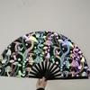 33cm Reflective Fan 13-inch Kung Fu Fan Rainbow Reflective Fabric Fan Large Bamboo-framed Fan