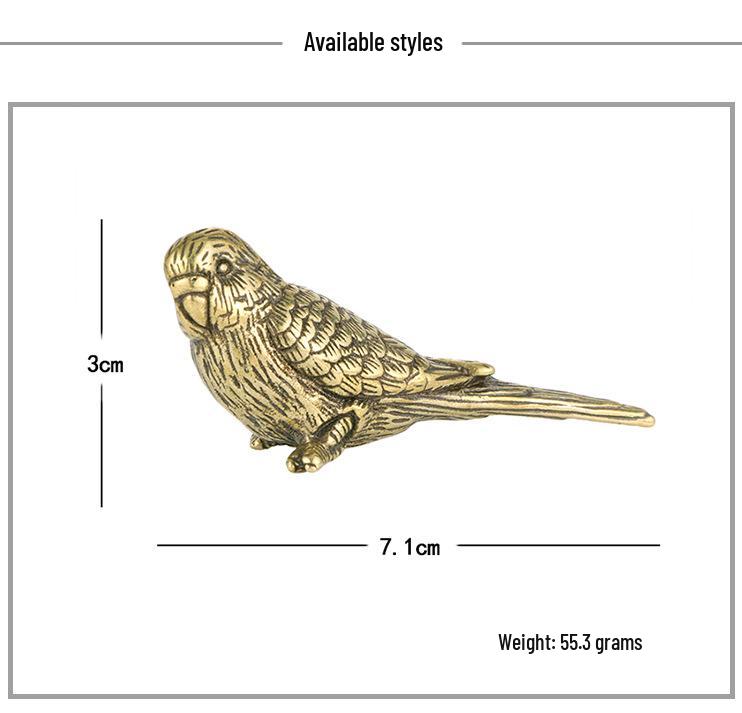 Handcrafted Solid Brass Sparrow Tea Pet - Antique Magpie Ornament Collection