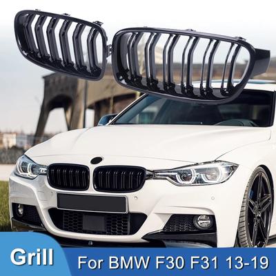 Car Modification Car Front Kidney Grill Grille Racing Grills for BMW 3 Series F30 F31 F35 13-19 Gloss Black Double Slat  Auto Accessories