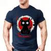 Summer Round Neck 3D Japanese Black Anime Cat Pattern Print Top Fashionable Casual Short Sleeved Men's T-shirts