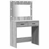 Makeup Table with Mirror Lighting (2 pcs) Gray Particleboard