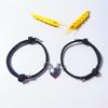 1 Pair Couple Bracelets Adjustable Length Heart Pendant Eye-catching Distance Magnet Attraction Bracelet for Home