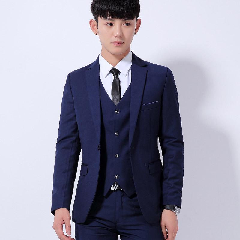 European Size Men's Three-Piece Wedding Suit - Thickened Formal Attire for Grooms