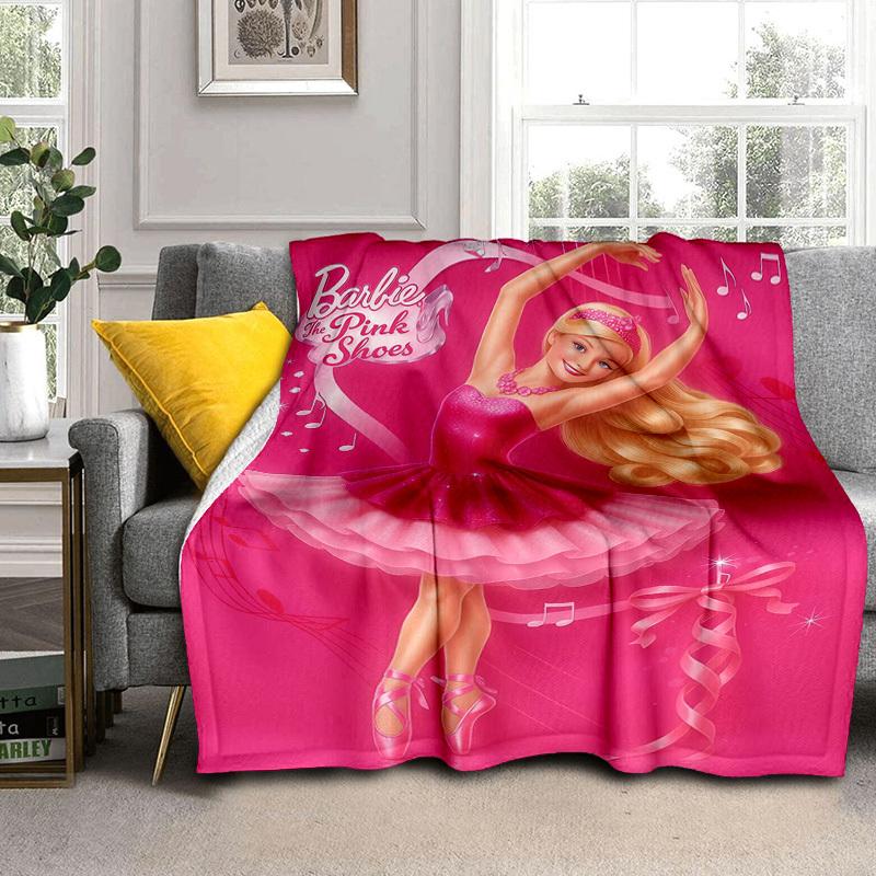 1pc Barbie Pink Shoes Cartoon Blanket,Portable Throw for Travel & Camping, All Season Cozy Blanket,Ideal Gift