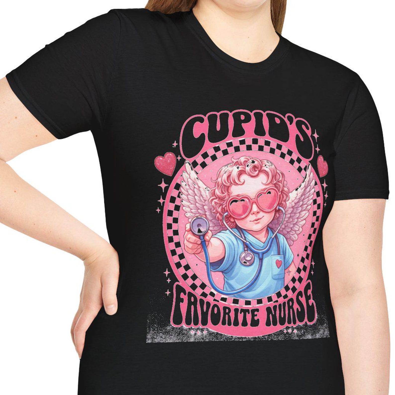 Cupid Nurse T-Shirt | Valentine s Day Medical Tee L