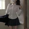 Japanese College Style Sweet Shirt Women New Long Sleeve Cute Design Lace Up Tunic Blouse Autumn Fashion Slim Button Up Clothing
