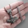 Stainless Steel Vintage Nordic Rune Compass Necklace Men Fashion Trend Amulet Nordic Jewelry