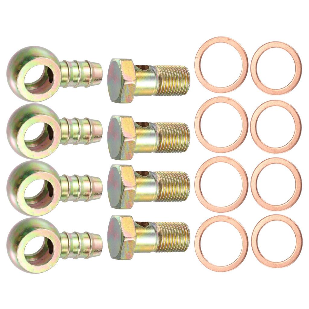 Edinstry Banjo Hose Tool 4pcs 18mm Banjo Hose Barb Bolt Fitting Banjo Bolt Washer Metal 16mm 18mm Car Gasket