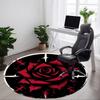 1PC Red Rose Design Office Round Rug, Non Slip, Soft and Durable Office Rug for Interior Decoration, Perfect for Office