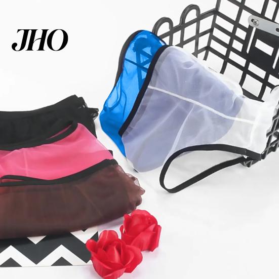 Mesh Panties Men U Convex Color Matching Stretchy Low Trendy Briefs Waist See Through Underpants Underwear for Sleeping Sexy