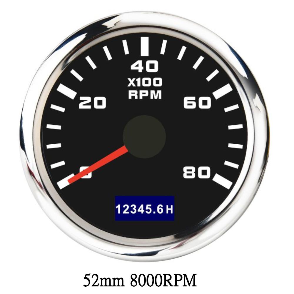 3000/4000/6000/7000/8000 RPM 52mm Boat Tachometer Hourmeter Gauge outboard rpm meter With Red Backlight boat accessories marine