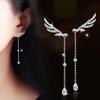 Rhinestone Crystal Angel Wings Tassel Stud Earrings - Fashionable Accessories