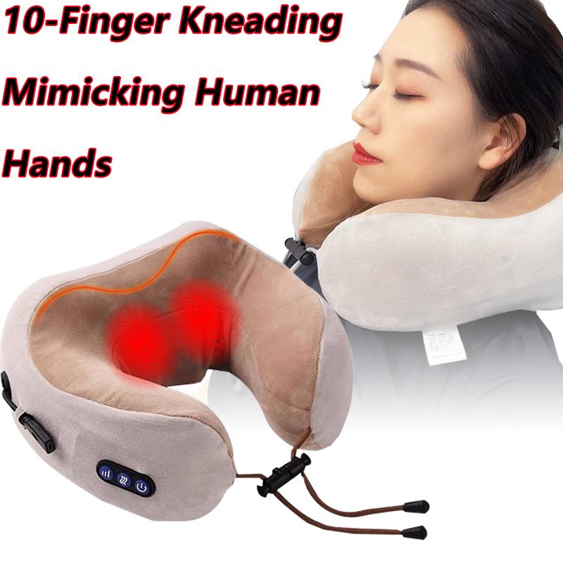 Skulder- og nakkemassasjepute Husholdnings Multifunksjonell Varming Nakkebeskytter Vibrasjon Eltesjal Massasjeapparat Reisemassasjepute
