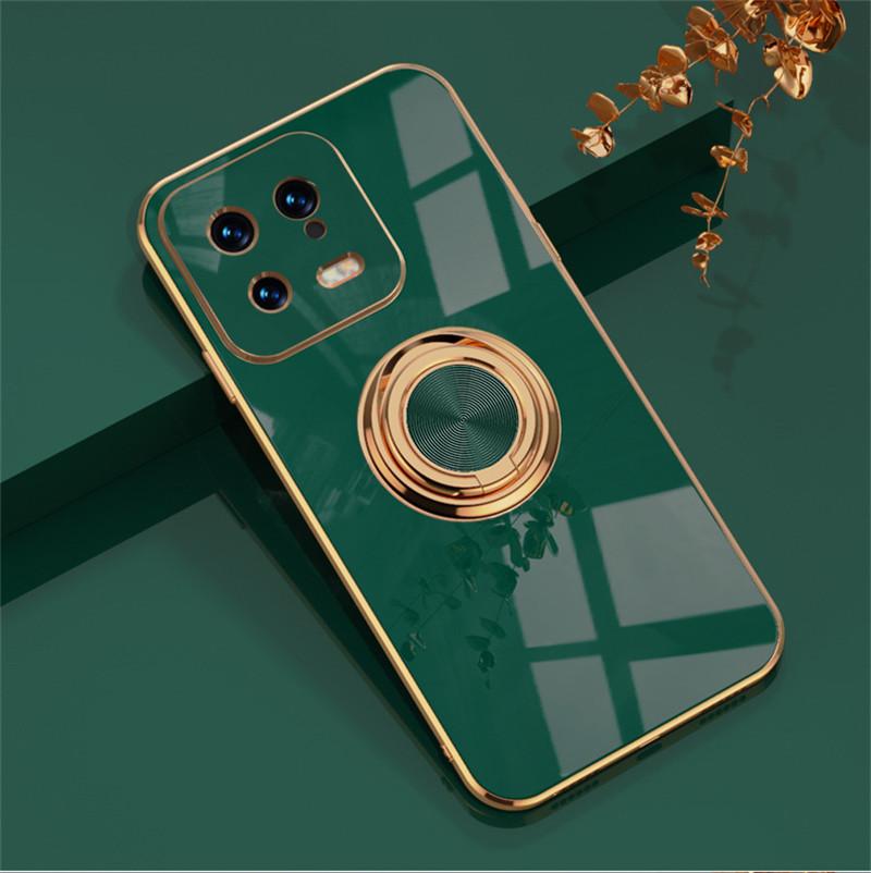 Magnetická adsorpce do auta 6D pokovování TPU pouzdro s kroužkem pro Xiaomi 14T 14 13 13T 13x 12T 12 12S 12X Pro Lite Zadní stojánek Kryt nárazníku Potector