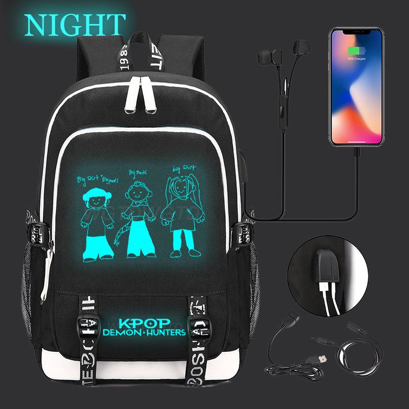 Witch Hunters Peripheral Casual Luminous Backpack Multifunctional with USB School Bag Large Capacity