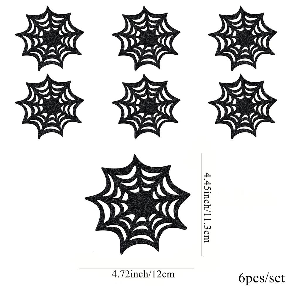 

6 шт. нетканых подставок в виде паутины, черные подставки для Хэллоуина, для вечеринки в честь Хэллоуина, украшения для дома, игрушки для угощения