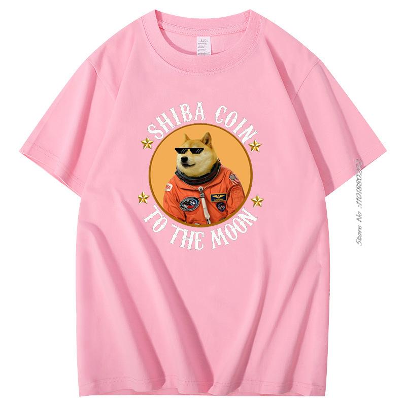 Moon Astronaut Meme Crypto Doggy Short Sleeve Tshirt Summer Cotton Tshirt Shib Coin Shiba Crypto Doge Killer Graphic T Shirts