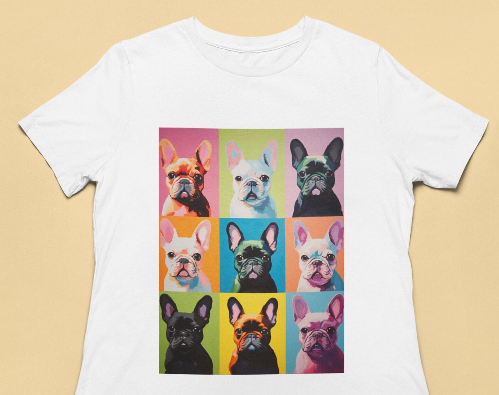 Pop Art French Bulldog T-Shirt, Frenchie Lover Unisex Tee 2XL