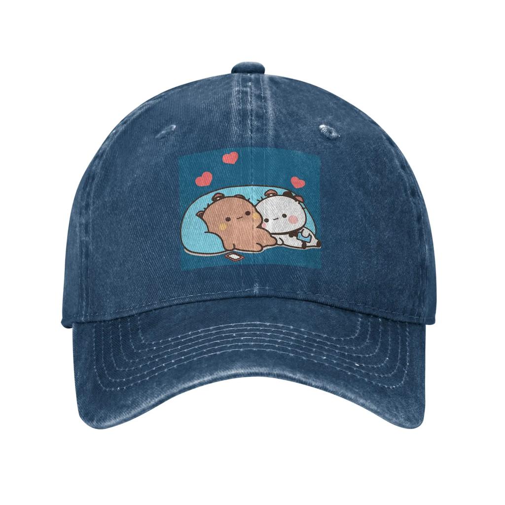 Bubu Dudu Panda Bears Cartoon Washed Denim Cap Casual Baseball Caps Adjustable Hat Summer Unisex Baseball Hats