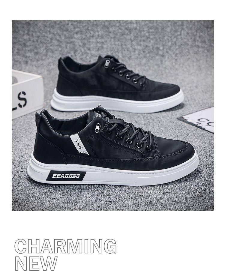 Men's Summer Breathable Canvas Sneakers, Korean Style Thick Sole Sports Shoes