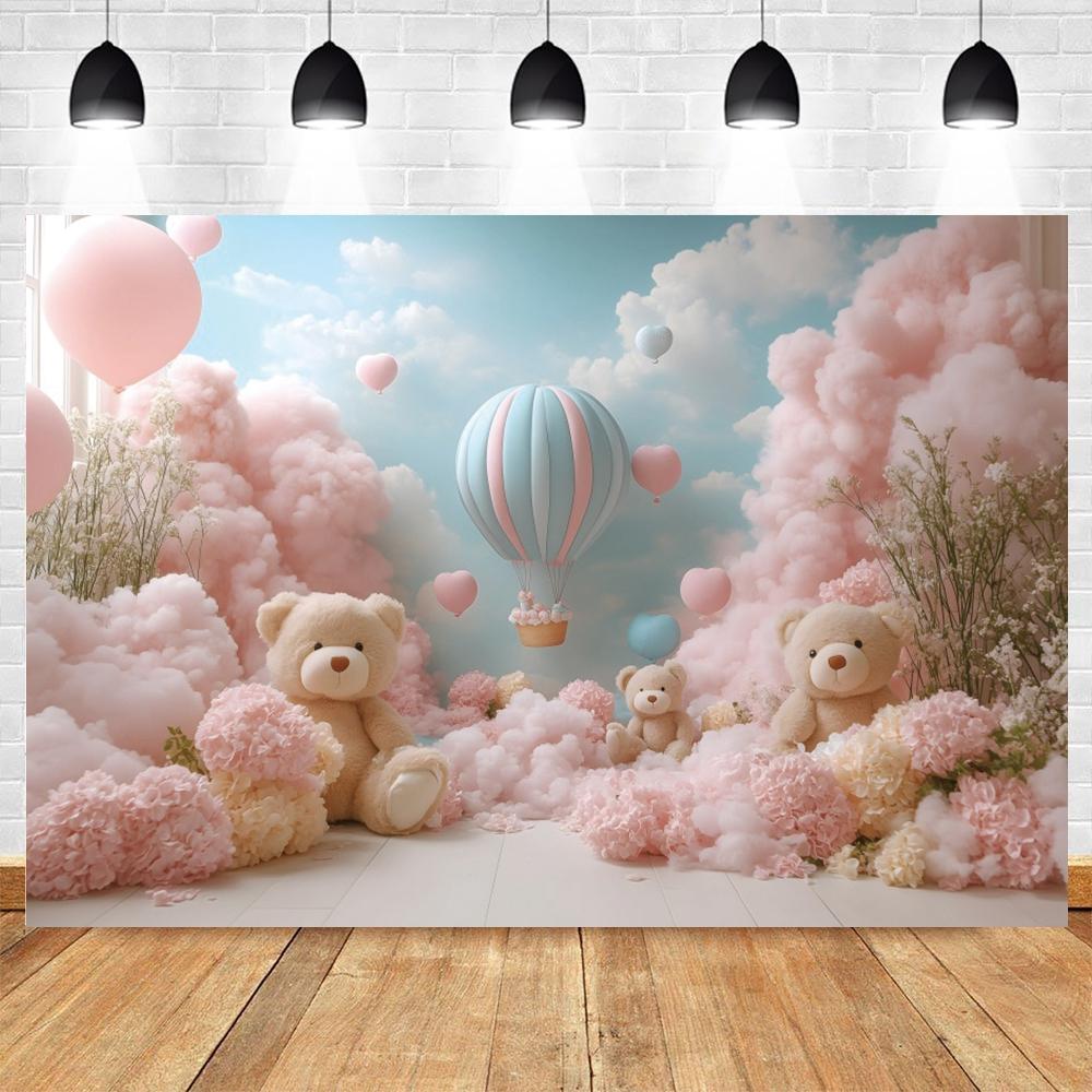 Teddybär Baby Geburtstagsparty Dekoration Fotohintergrund Babyparty Banner Kuchen-Zertrümmerung Foto Hintergrund Studio Requisiten