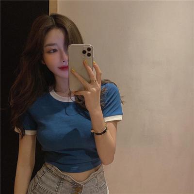 2025 Sommer Damen Slim Einfarbig Kurzarm Koreanisches T-Shirt