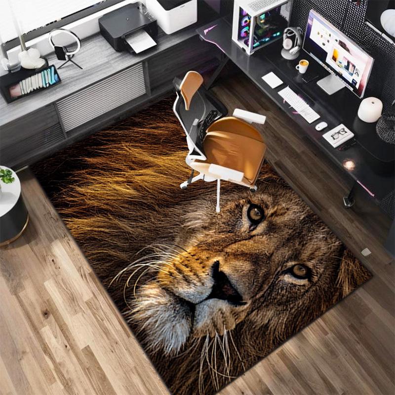 1PC Lion pattern printed Carpet Rug for Living Room Bedroom Home Sofa Decoration,Non-slip Floor Mat Floor mat