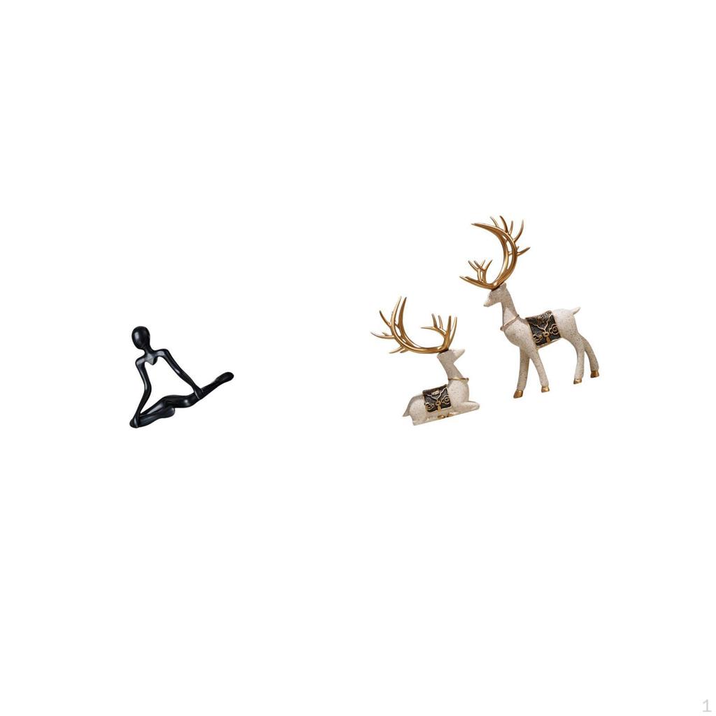 Creative Abstract Thinker Reindeer Sculpture Decorative Figurine Unique Deer Ornament for Bedroom