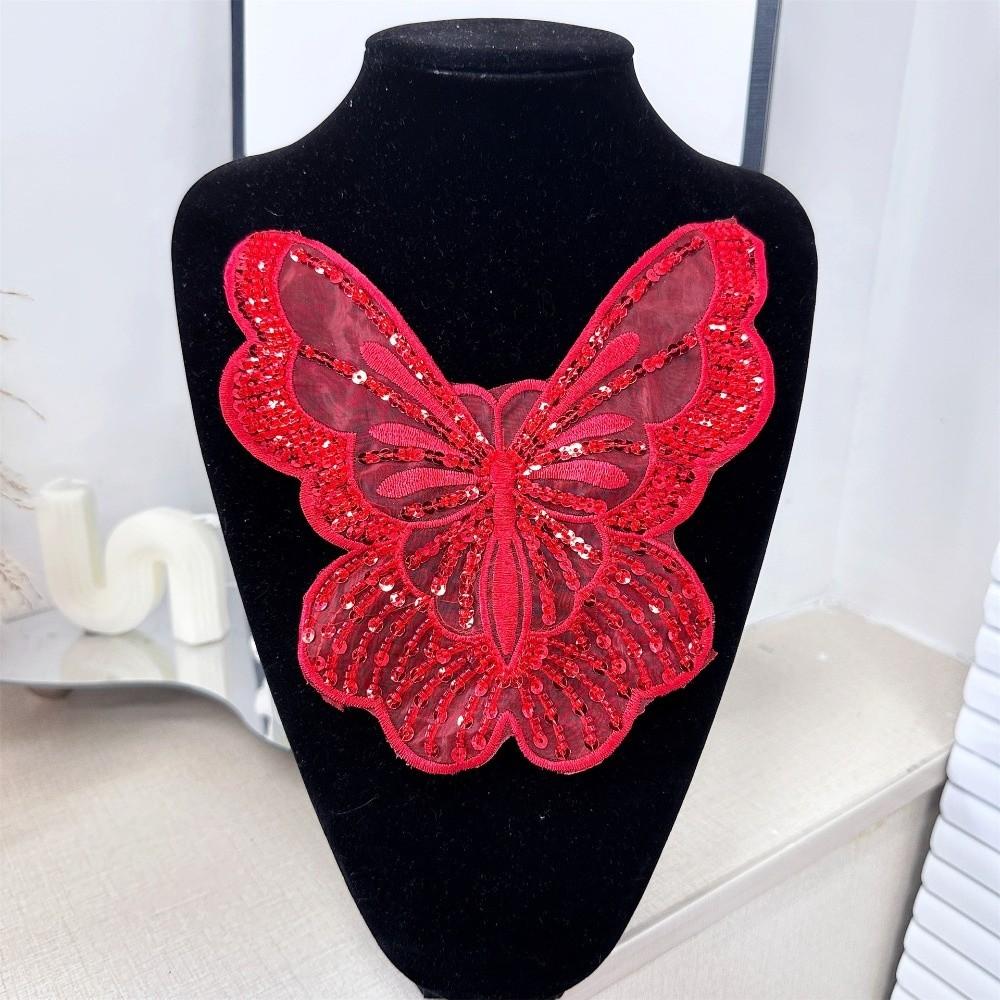 Embroidery 3D Butterfly Lace Patches Shiny 3D Texture Sequin Beaded Chest Flower Multi-layer Sequin Dress Decoration