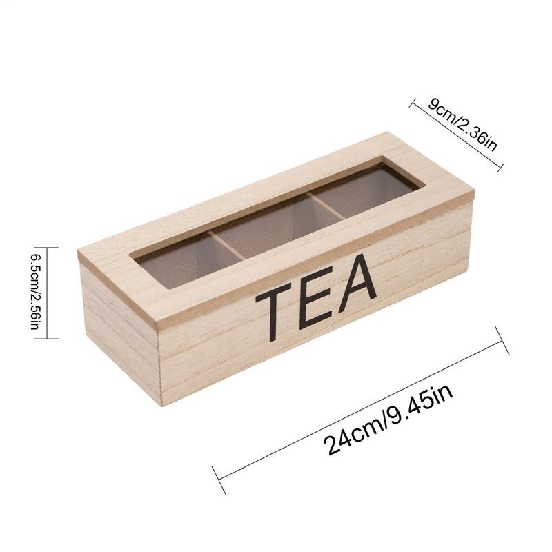 Tea Bag Holder Container Tabletop Divided Wooden Container 3 Compartments Tea Packet Box For Storing Tea Money And Other Small