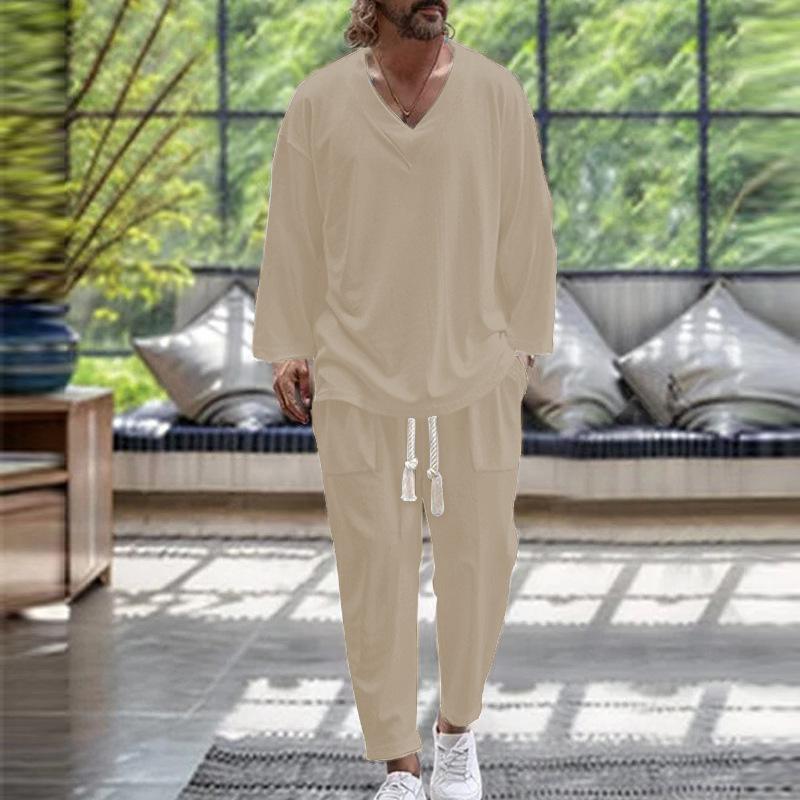 

Мужской летний однотонный повседневный комплект 2XL хаки