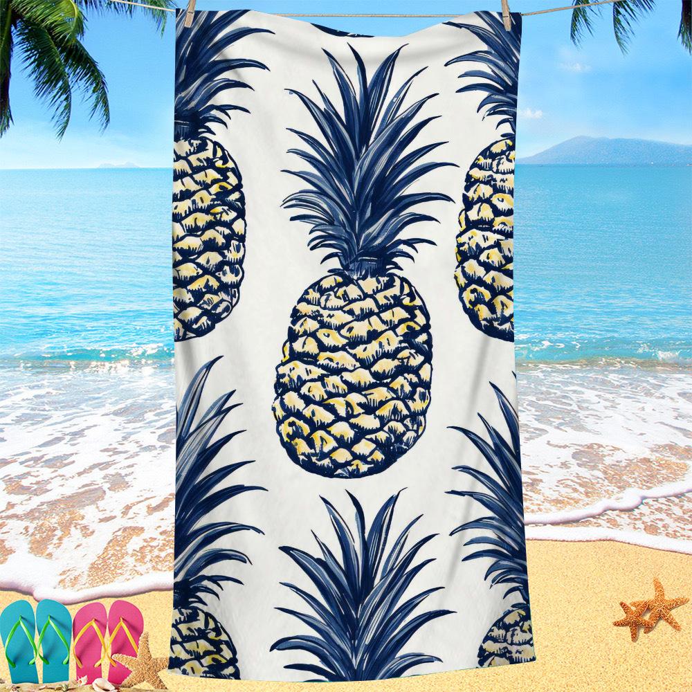 

Creative painted pineapple digital-printed polyester Superfine fiber double-sided fleece Beach vacation bath towel, beach towel W30*H60(CM)