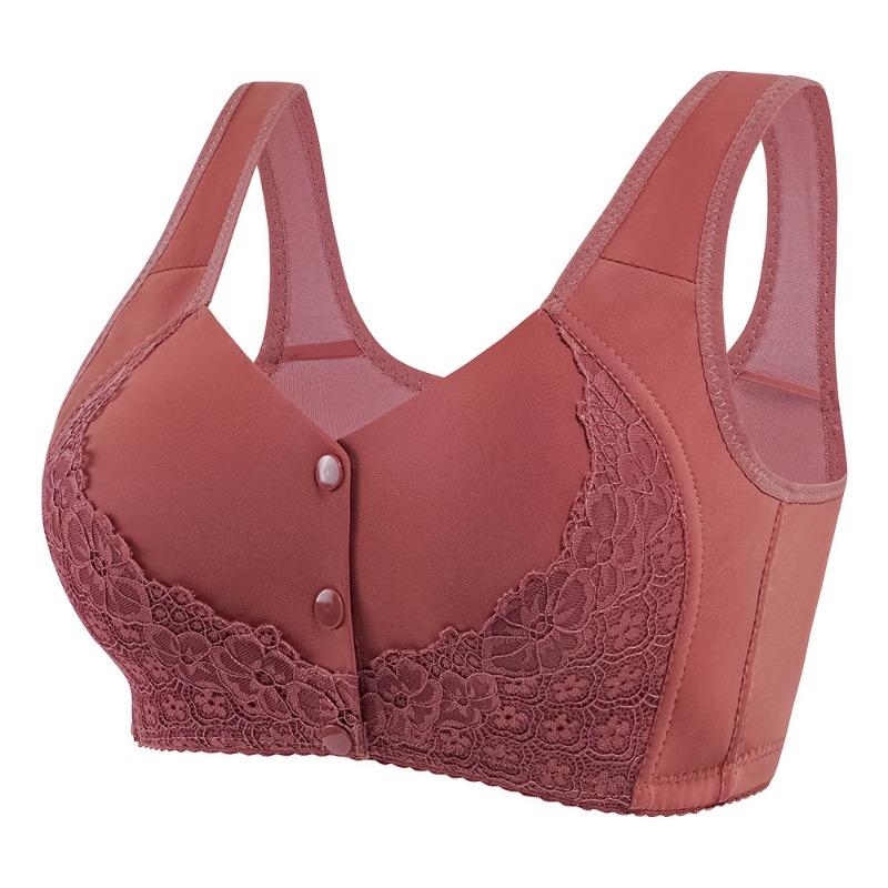 Plus Size Comfort Bra with Lace Trim and Wide Straps